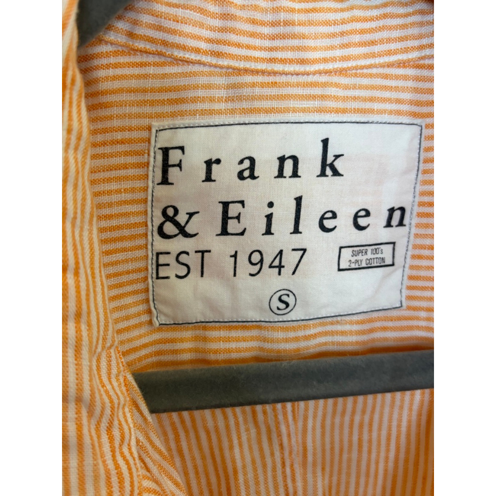 Frank & Eileen “Barry” Linen Button Down Shirt Small Orange Cream Stripe - Picture 4 of 7